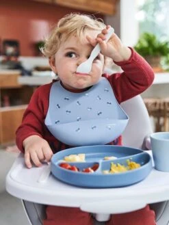 Bavoir Avec Récupérateur En Silicone Blanc Terrazzo - Vertbaudet -Bébé Confort Promos Boutique bavoir avec recuperateur en silicone 5