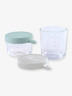 Coffret De 2 Pots De Conservation En Verre BEABA Airy Green/ Light Mist - Beaba