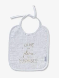 Les 3 Bavoirs à Liens En Gaze De Coton Blanc/gris - Vertbaudet -Bébé Confort Promos Boutique les 3 bavoirs a liens en gaze de coton 3