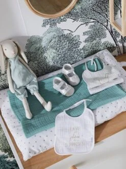 Les 3 Bavoirs à Liens En Gaze De Coton Blanc/gris - Vertbaudet -Bébé Confort Promos Boutique les 3 bavoirs a liens en gaze de coton 4