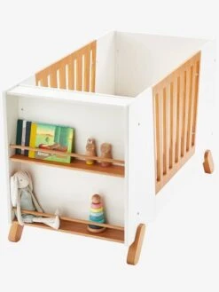 Lit Bébé Avec Barrière Amovible + Rangement Bibliothèque LIGNE PIROUETTE Blanc - Vertbaudet -Bébé Confort Promos Boutique lit bebe avec barriere amovible rangement bibliotheque ligne pirouette 3