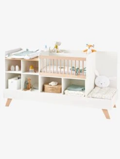 Lit Combiné 4 En 1 évolutif Avec Rangements Et Table à Langer COMBINID Blanc / Bois - Vertbaudet -Bébé Confort Promos Boutique lit combine 4 en 1 evolutif avec rangements et table a langer combinid 2