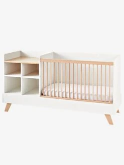 Lit Combiné 4 En 1 évolutif Avec Rangements Et Table à Langer COMBINID Blanc / Bois - Vertbaudet -Bébé Confort Promos Boutique lit combine 4 en 1 evolutif avec rangements et table a langer combinid 4