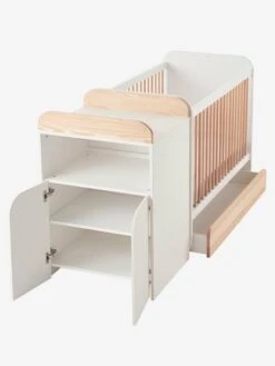 Lit Combiné évolutif Avec Rangements Et Table à Langer LIGNE ECLIPSE Blanc / Bois - Vertbaudet -Bébé Confort Promos Boutique lit combine evolutif avec rangements et table a langer ligne eclipse 2