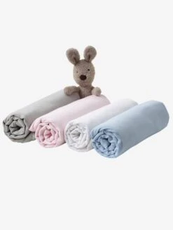 Lot De 2 Draps-housses Bébé En Jersey Uni Blanc Blanc - Vertbaudet -Bébé Confort Promos Boutique lot de 2 draps housses bebe en jersey uni blanc 2