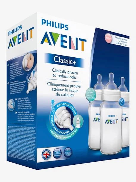 Lot De 3 Biberons 330 Ml Philips AVENT Anti-colic Transparent - Philips Avent 1 Lot De 3 Biberons 330 Ml Philips AVENT Anti-colic Transparent - Philips Avent