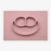 Set De Table Tout-en-un Avec Assiette EZPZ Happy Mat En Silicone Rose - EZPZ