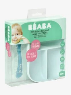 Set Vaisselle 2 Pièces Silicone BEABA Gris Clair - Beaba -Bébé Confort Promos Boutique set vaisselle 2 pieces silicone beaba 5